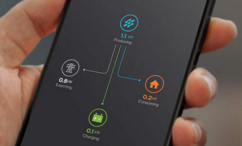 Enphase Enlighten monitoring screen showing solar production